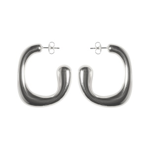 Boucles d'oreilles créoles ouvertes en acier argenté.