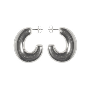 Boucles d'oreilles créoles ouvertes en acier argenté.