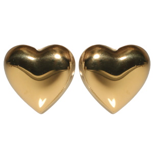 Boucles d'oreilles pendantes en forme de cœur en acier doré.