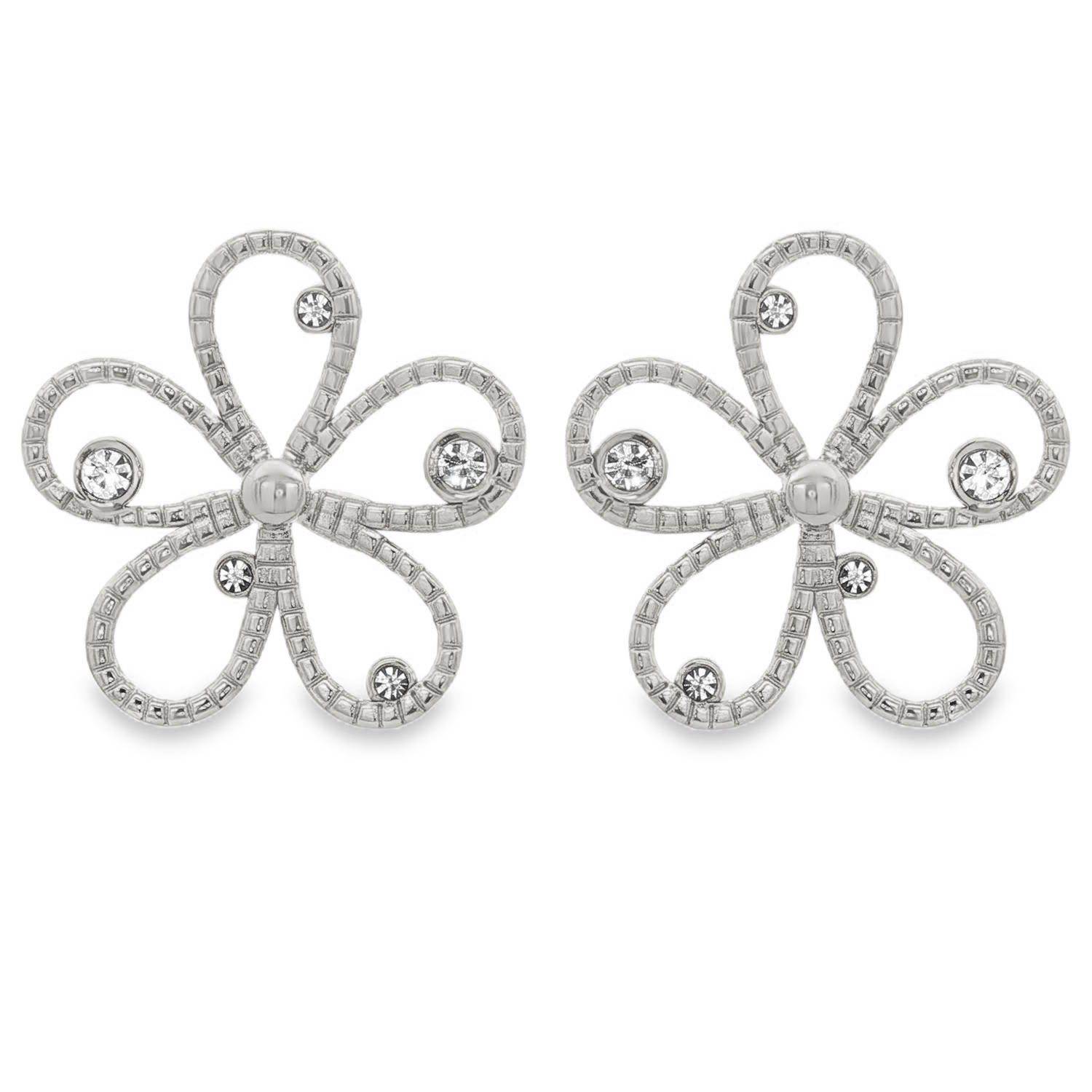 Ces boucles d'oreilles présentent un motif floral stylisé unique. Chaque pétale est formé par une courbe fluide évoquant le symbole de l'infini, créant un mouvement harmonieux autour d'un cœur central poli.<br/>Le contour des pétales est délicatement travaillé avec un effet perlé, apportant du relief et un aspect vintage irrésistible.<br/>Chaque boucle est sertie de cinq cristaux scintillants, placés avec précision à l'extrémité de tiges intérieures, captant la lumière à chaque mouvement de tête. Pendantes Strass Adolescent Adulte Eté Femme Fille Fleurs Nature Printemps Ces boucles d'oreilles présentent un motif floral stylisé unique. Chaque pétale est formé par une courbe fluide évoquant le symbole de l'infini, créant un mouvement harmonieux autour d'un cœur central poli.<br/>Le contour des pétales est délicatement travaillé avec un effet perlé, apportant du relief et un aspect vintage irrésistible.<br/>Chaque boucle est sertie de cinq cristaux scintillants, placés avec précision à l'extrémité de tiges intérieures, captant la lumière à chaque mouvement de tête. Pendantes Strass Adolescent Adulte Eté Femme Fille Fleurs Nature Printemps