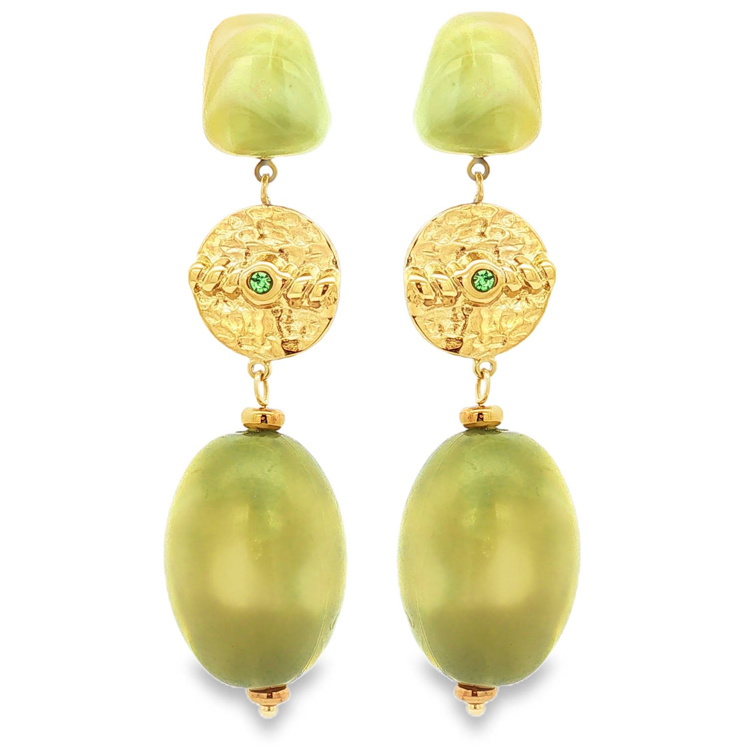 Apportez une touche de sophistication bohème à votre allure avec ces boucles d'oreilles pendantes au design sculptural. Alliant la robustesse de l'acier inoxydable à la douceur des tons vert d'eau, cette paire est une véritable pièce de créateur.<br/>Le sommet est orné d'un cabochon géométrique aux reflets givrés.<br/>Le centre accueille un petit cristal vert émeraude serti, ajoutant une pointe de brillance intense.<br/>La base se termine par une perle ovale généreuse, d'un vert olive nacré, pour un fini luxueux et organique. Oeil Oeil de Turquie Ovale Pendantes Rond Strass Adolescent Adulte Eté Femme Fille Printemps Apportez une touche de sophistication bohème à votre allure avec ces boucles d'oreilles pendantes au design sculptural. Alliant la robustesse de l'acier inoxydable à la douceur des tons vert d'eau, cette paire est une véritable pièce de créateur.<br/>Le sommet est orné d'un cabochon géométrique aux reflets givrés.<br/>Le centre accueille un petit cristal vert émeraude serti, ajoutant une pointe de brillance intense.<br/>La base se termine par une perle ovale généreuse, d'un vert olive nacré, pour un fini luxueux et organique. Oeil Oeil de Turquie Ovale Pendantes Rond Strass Adolescent Adulte Eté Femme Fille Printemps
