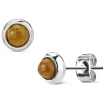 Boucles d'oreilles en acier chirurgical 316L et pierre œil de tigre.