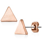 Boucles d'oreilles triangles en acier chirurgical 316L rosé.