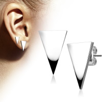 Boucles d'oreilles puces en forme de triangle en acier argenté.