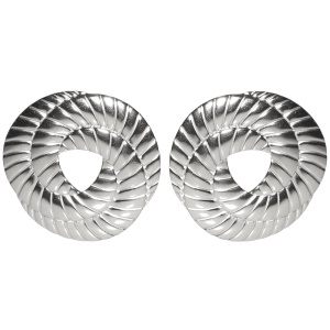 Boucles d'oreilles en forme de spirale en acier argenté.