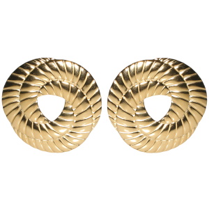 Boucles d'oreilles en forme de spirale en acier doré.