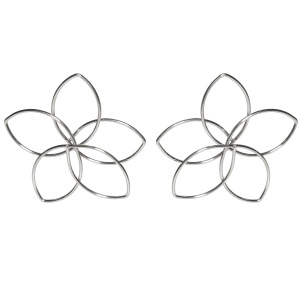 Boucles d'oreilles en forme de fleur en acier argenté.