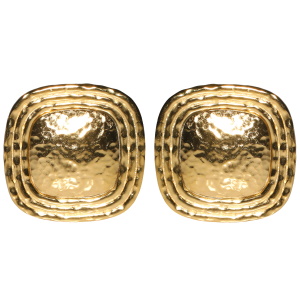 Boucles d'oreilles pendantes martelées en acier doré.