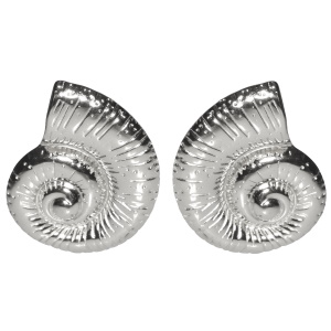 Boucles d'oreilles pendantes en forme de coquillage escargot en acier argenté.