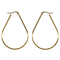 Boucles d'oreilles créoles fil rond de forme ovale en acier doré.