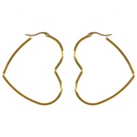 Boucles d'oreilles créoles fil rond en forme de cœur en acier doré.