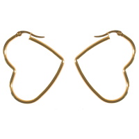 Boucles d'oreilles créoles en forme de cœur en acier doré.