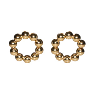 Boucles d'oreilles pendantes en forme de cercle boules en acier doré.