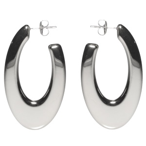 Boucles d'oreilles créoles ovales en acier argenté.