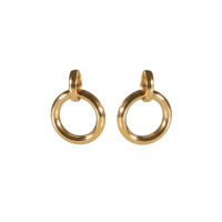 Boucles d'oreilles pendantes composé d'un cercle en acier doré.