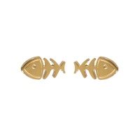 Boucles d'oreilles puces en forme de poisson en acier doré.