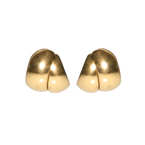 Boucles d'oreilles double créoles en acier doré.