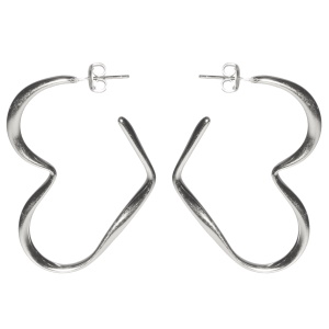 Boucles d'oreilles créoles en forme de cœur en acier argenté.