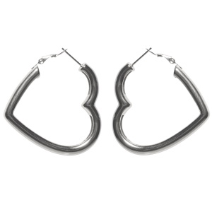 Boucles d'oreilles créoles en forme de cœur en acier argenté.