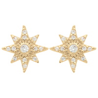 Boucles d'oreilles puces au motif d'étoile en plaqué or jaune 18 carats pavées d'oxydes de zirconium blancs.
