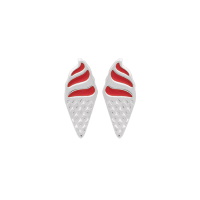 Boucles d'oreilles puces en forme de cornet de glace en argent 925/000 rhodié et en émail de couleur.