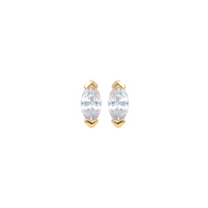 Boucles d'oreilles puces en plaqué or jaune 18 carats serties d'un oxyde de zirconium blanc.