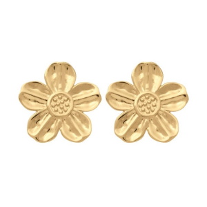 Boucles d'oreilles en forme de fleur en plaqué or jaune 18 carats.