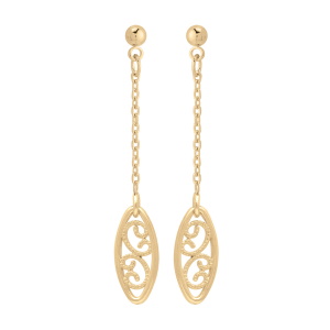Boucles d'oreilles pendantes avec motifs en filigrane en plaqué or jaune 18 carats.