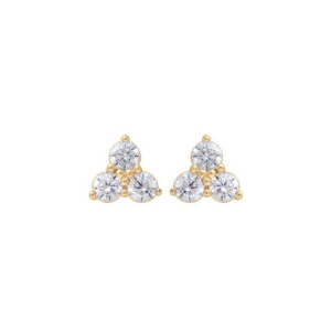Boucles d'oreilles puces en plaqué or jaune 18 carats serties de 3 oxydes de zirconium blancs.