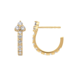 Boucles d'oreilles créoles ouvertes en plaqué or jaune 18 carats serties d'oxydes de zirconium blancs.