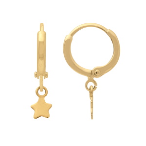 Boucles d'oreilles créoles avec un pendant en forme d'étoile en plaqué or jaune 18 carats.