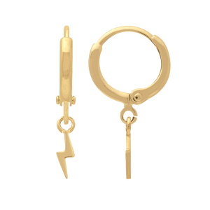 Boucles d'oreilles créoles avec un pendant en forme d'éclair en plaqué or jaune 18 carats.