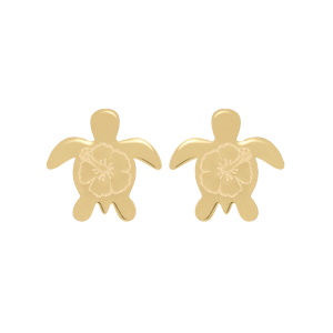Boucles d'oreilles puces en forme de tortue en plaqué or jaune 18 carats.