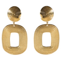 Boucles d'oreilles clip composées d'une spirale et d'un cercle pendant en acier doré.