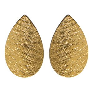 Boucles d'oreilles pendantes rayées en acier doré.