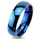 Bague en acier chirurgical 316L poli miroir bleu (il n'y a pas de motifs).