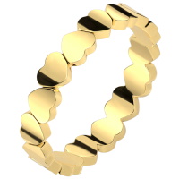 Bague anneau composée de cœurs en acier doré.