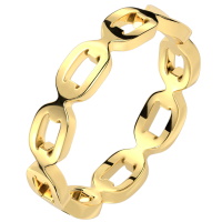 Bague en forme de chaîne en acier doré.