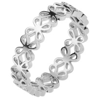 Bague anneau composé de fleurs en acier argenté.