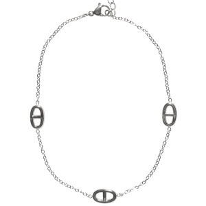 Bracelet chaîne de cheville composé d'une chaîne avec grains de café en acier argenté. Fermoir mousqueton avec 4 cm de rallonge.
