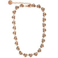 Bracelet chaîne de cheville composé d'une chaîne et de cœurs en acier rosé. Fermoir mousqueton avec 3 cm de rallonge.