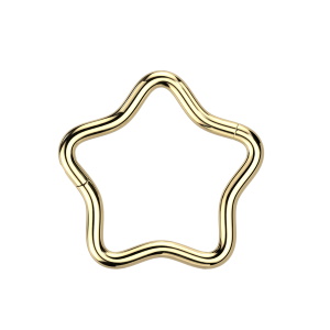 Piercing anneau en forme d'étoile en titane doré.