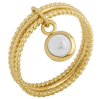 Bague composée de trois anneaux en plaqué or jaune 18 carats et d'un pendant en nacre serti clos.