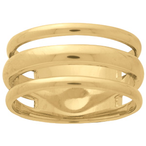Bague triple rangs plaqué or jaune 18 carats.