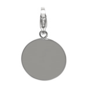 Breloque charm's pastille ronde lisse en acier argenté.