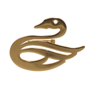 Broche en forme de cygne en acier doré.
