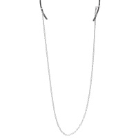 Collier chaîne de lunettes en acier argenté avec attaches en caoutchouc.