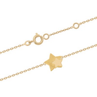 Bracelet composé d'une chaîne avec deux étoiles en plaqué or jaune 18 carats. Fermoir anneau de ressort avec anneaux de rappel à 15 et 17 cm.