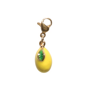 Breloque charm's en acier doré avec un citron pavée d'émail de couleur jaune et vert. Concevez vos propres bijoux grâce à nos charm's. Ajoutez-les à vos bracelets ou colliers et apportez votre propre style et votre touche personnelle à vos bijoux.