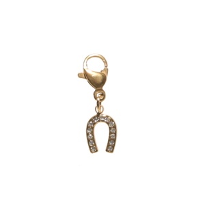 Breloque charm's en forme de fer à cheval en acier doré serti de strass. Concevez vos propres bijoux grâce à nos charm's. Ajoutez-les à vos bracelets ou colliers et apportez votre propre style et votre touche personnelle à vos bijoux.
